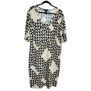 Ashley Stewart Cream Geometric Grommet Dress Size 26/28